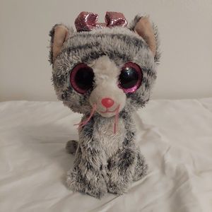 Ty The Beanie Boos Collection Kiki Gray Cat Stuffed Animal Plush Toy Pink Bow 6”